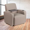 Gec Leather Guest Chair with Tablet Arm and Cup Holder - Gray BT-8217-GV-GG